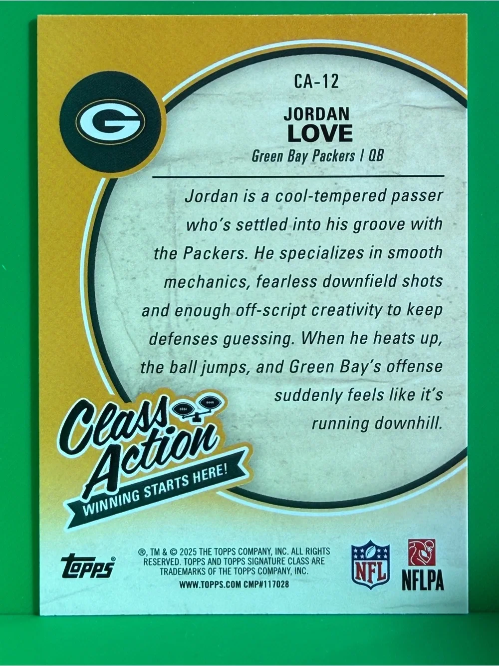 Topps Jordan Love Football Card - Green & Gold